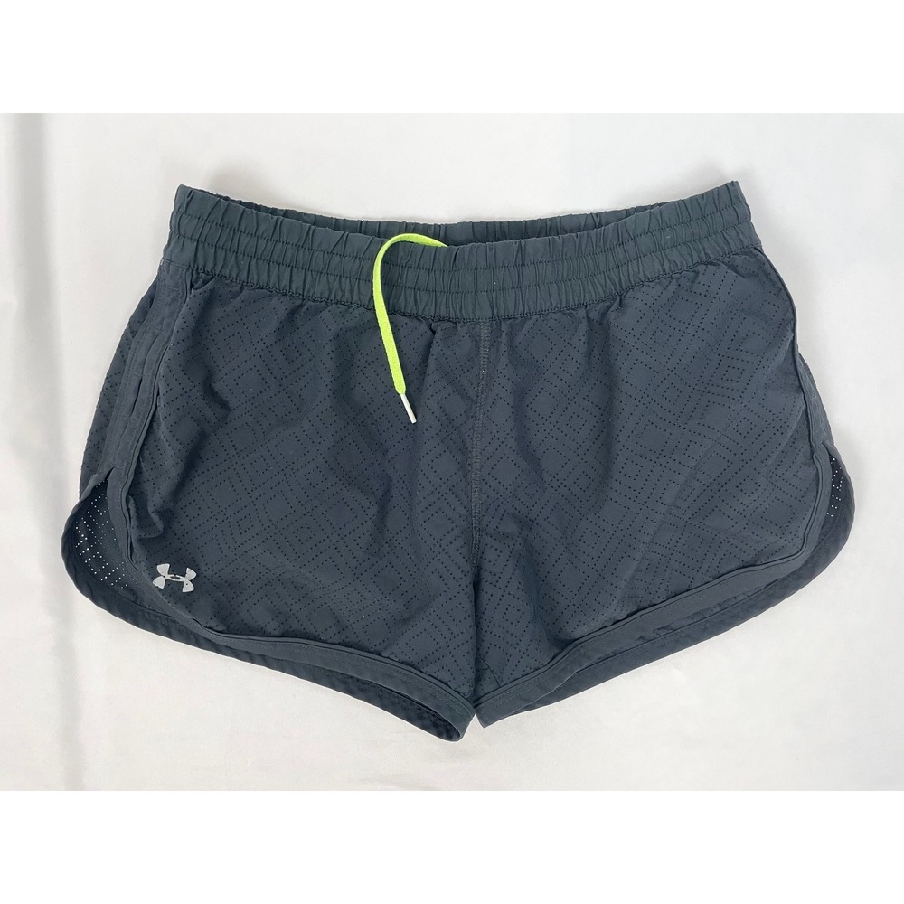 Under Armour Women XS Black Mesh Athletic Run Shorts Semi-Fitted Heat Gear Lined